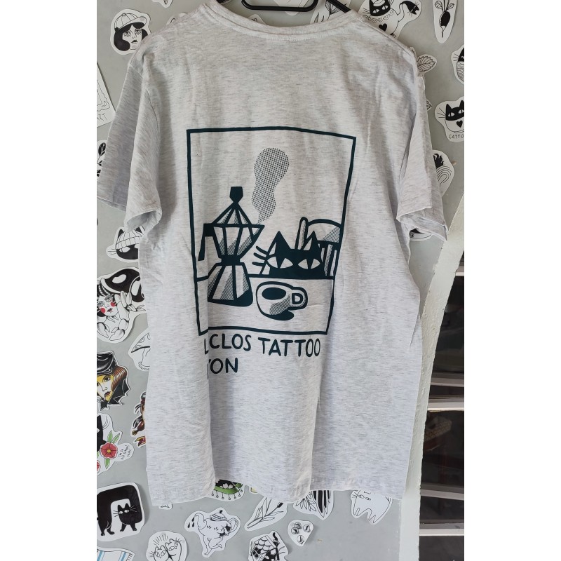 T-shirt gris motif "Cafetière"