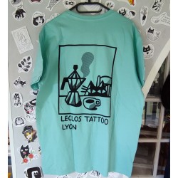 T-shirt Bleu Nil motif "Cafetière"