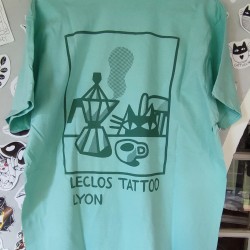 T-shirt Bleu Nil motif "Cafetière"