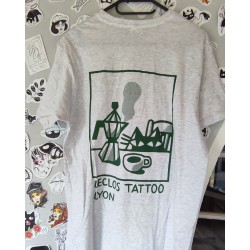 T-shirt gris motif "Cafetière"