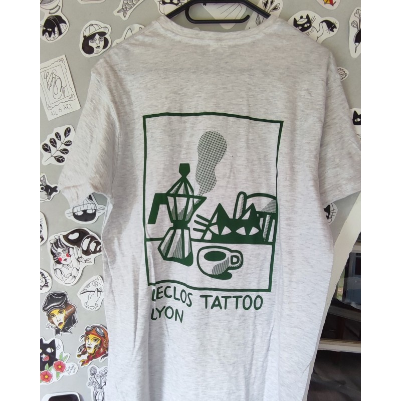 T-shirt gris motif "Cafetière"