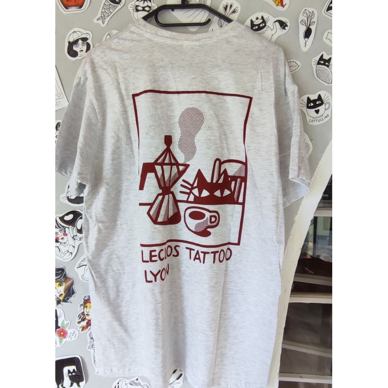 T-shirt gris motif "Cafetière"