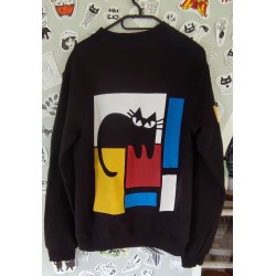 Pull Noir motif "Mondrian"