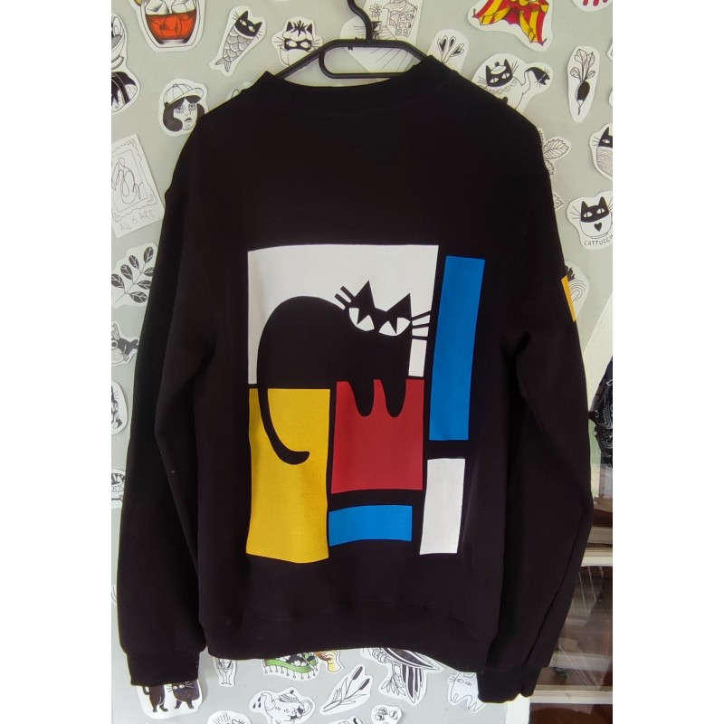 Pull Noir motif "Mondrian"